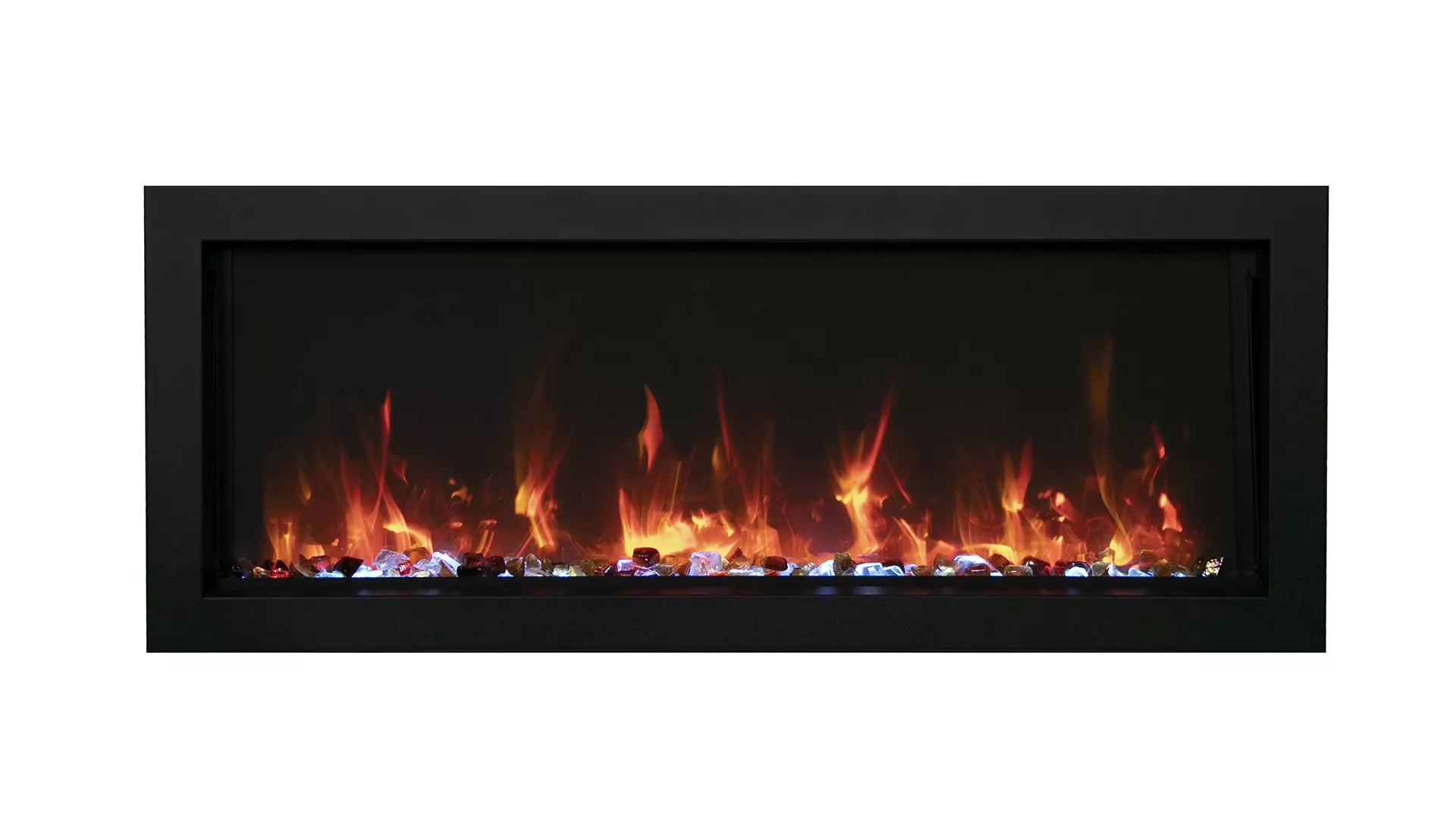Amantii Panorama Extra Slim, Built-in Only with Black Steel Surround Electric Fireplace
