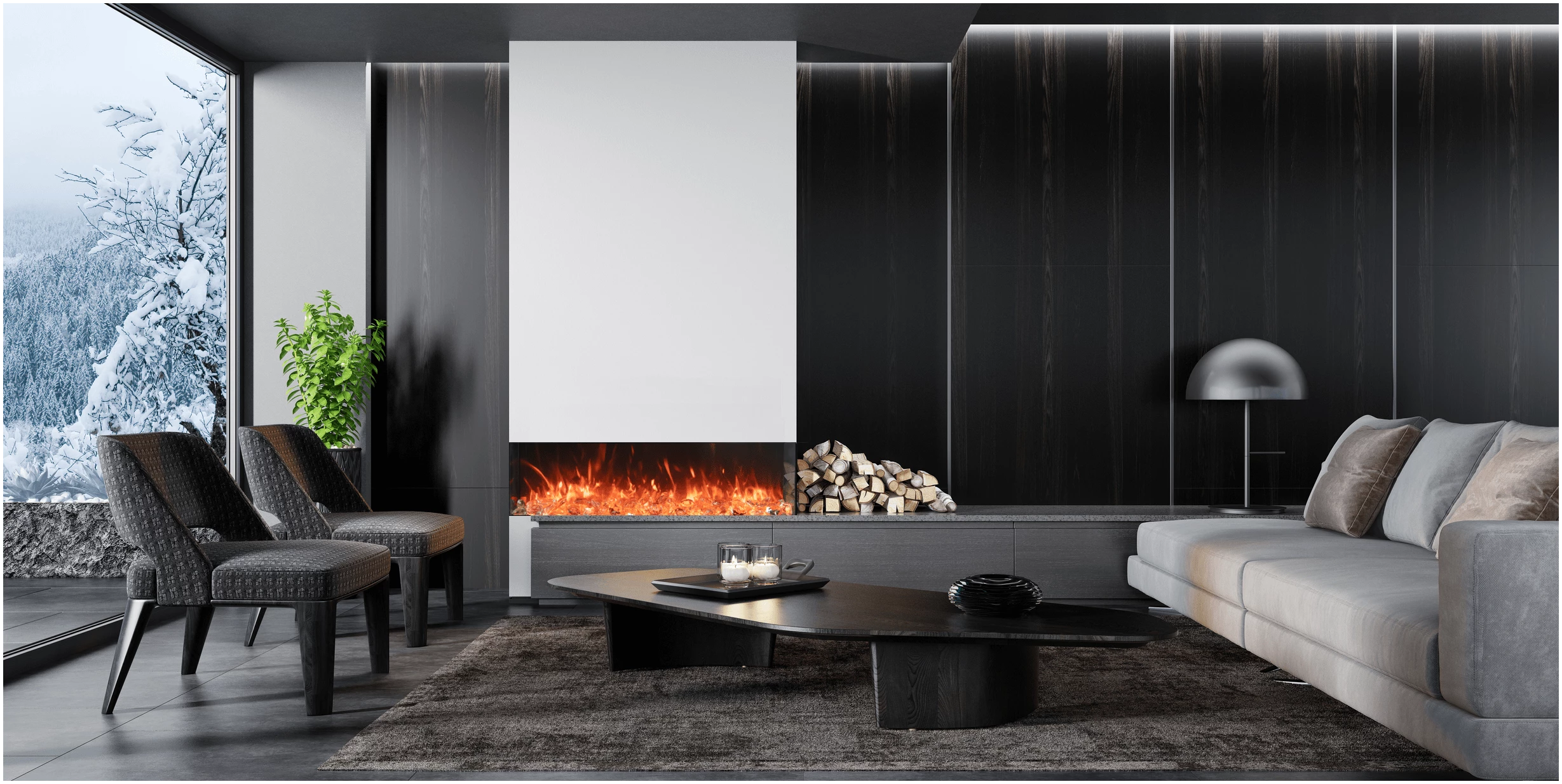 Amantii Tru View Bespoke 3 Sided Indoor & Outdoor Electric Fireplace