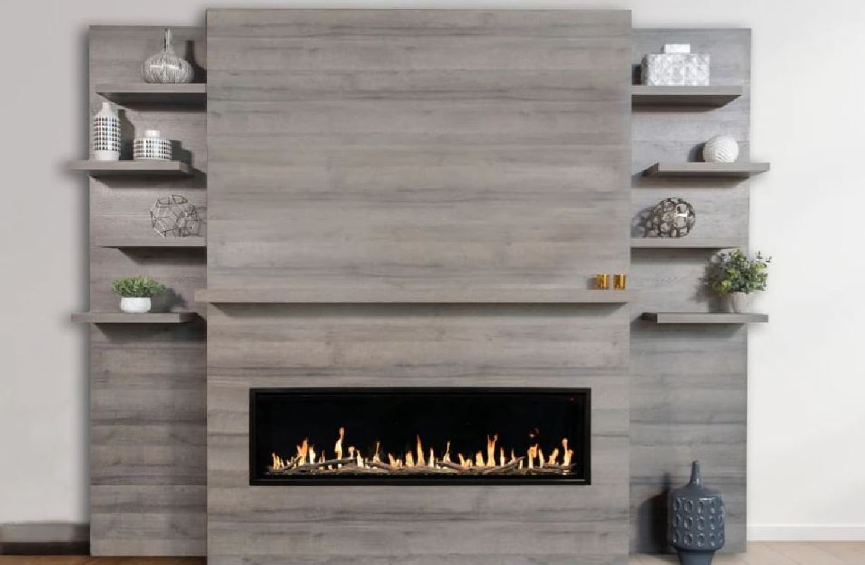 Modern Flames Allwood Media Wall System with Orion 60" Fireplace