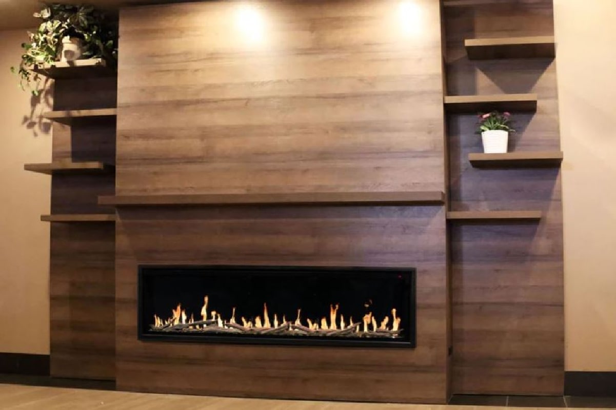 Modern Flames Allwood Media Wall System with Orion 60" Fireplace