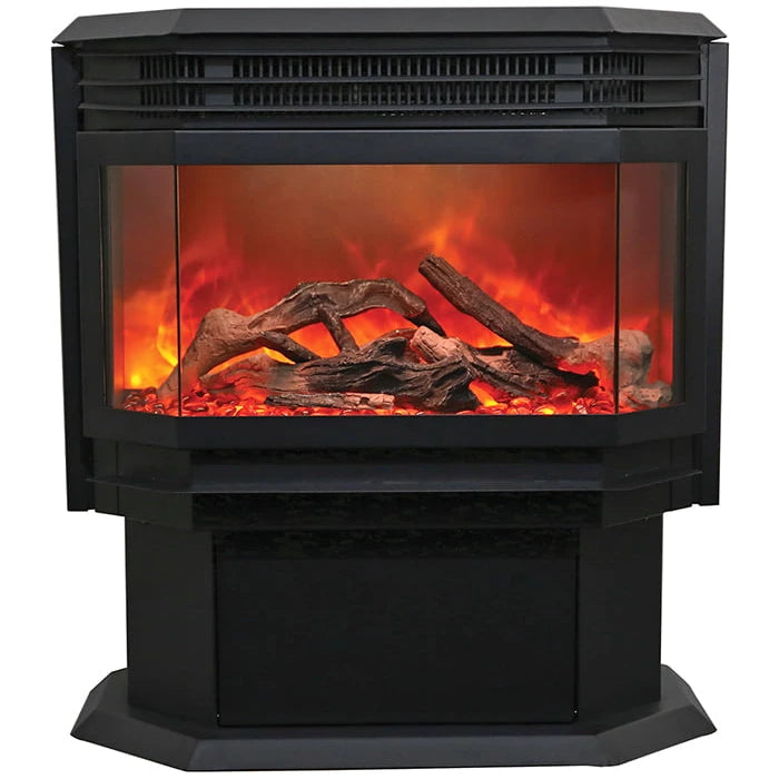 Sierra Flame Free Stand Series w/ 15 Piece Log Set & Sable Glass Electric Fireplace