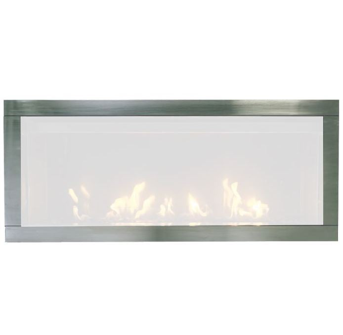 Sierra Flame Newcomb Gas Fireplace Stainless Steel Surround with Safety Barrier