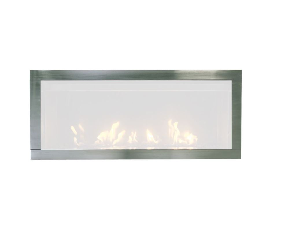 Sierra Flame Stanford Gas Fireplace Stainless Steel Surround with Safety Barrier